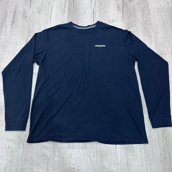 Patagonia Responsibili-tee Long Sleeve T-Shirt Men's Size L Bison Graphic Blue - Picture 5 of 11